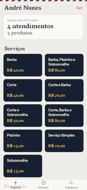 Tela do app do André